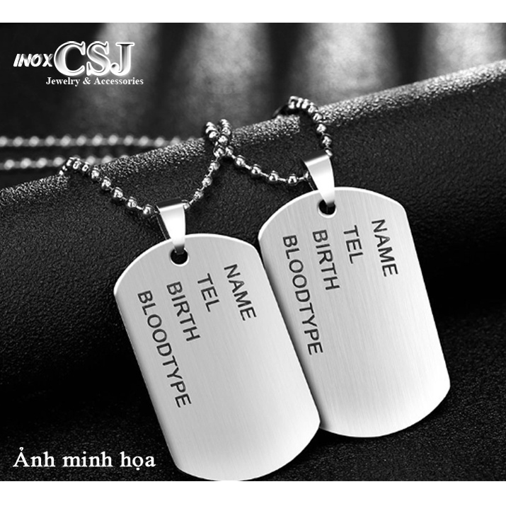 Dây chuyền inox mặt thẻ bài, khắc tên/ nội dung theo yêu cầu - CSJ Shop