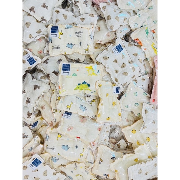 GỐI BÔNG LÕM XÔ MUSLIN BOONA CHO BÉ , GỐI LÕM CHỐNG MÉO ĐẦU
