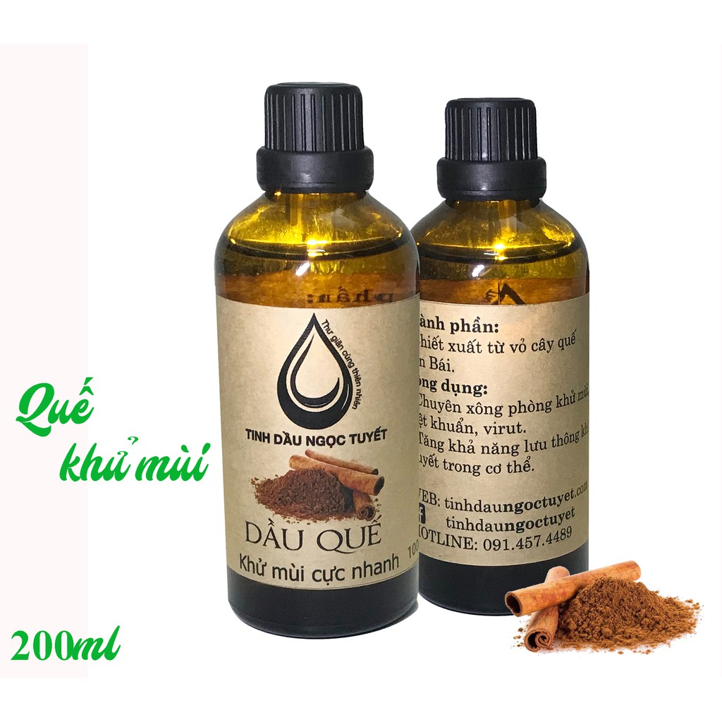 [Hàm lượng 90%] Tinh dầu quế nguyên chất Ngọc Tuyết 200ml - khử mùi, lưu thông máu