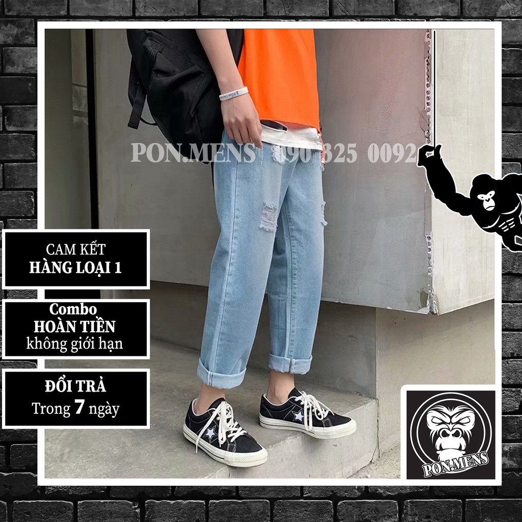 [xả kho lẻ size] Quần jean nam nữ baggy ống rộng rách mới 2021
