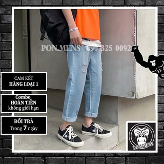 [xả kho lẻ size] Quần jean nam nữ baggy ống rộng rách mới 2021
