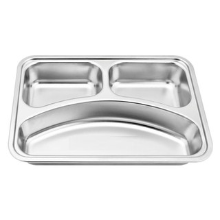 SIÊU RẺ - Khay cơm inox 3 ngăn sâu lòng không nắp kt 24x17cm thích hợp cho trẻ nhỏ học sinh mầm non hoặc suất ăn phụ