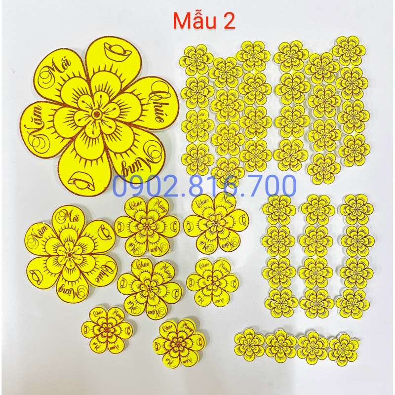 Set Hoa mai - Bông mai - hoa đào xốp đủ cỡ dán tường - dán kiếng phụ kiện trang trí tết