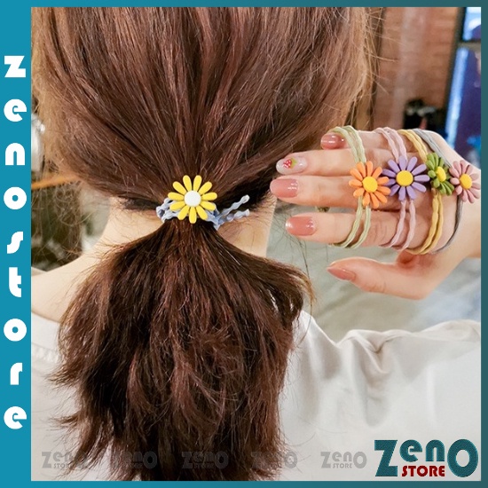 Set 5 dây buộc tóc  Dây Cột Tóc, Chun Buộc Tóc Hoa Cúc Nhiều Màu PT25