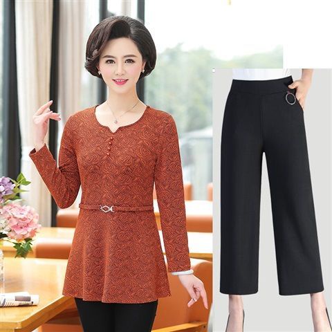 Áo thun tay dài thời trang xuân thu cho phụ nữ trung niên 40-50 tuổi