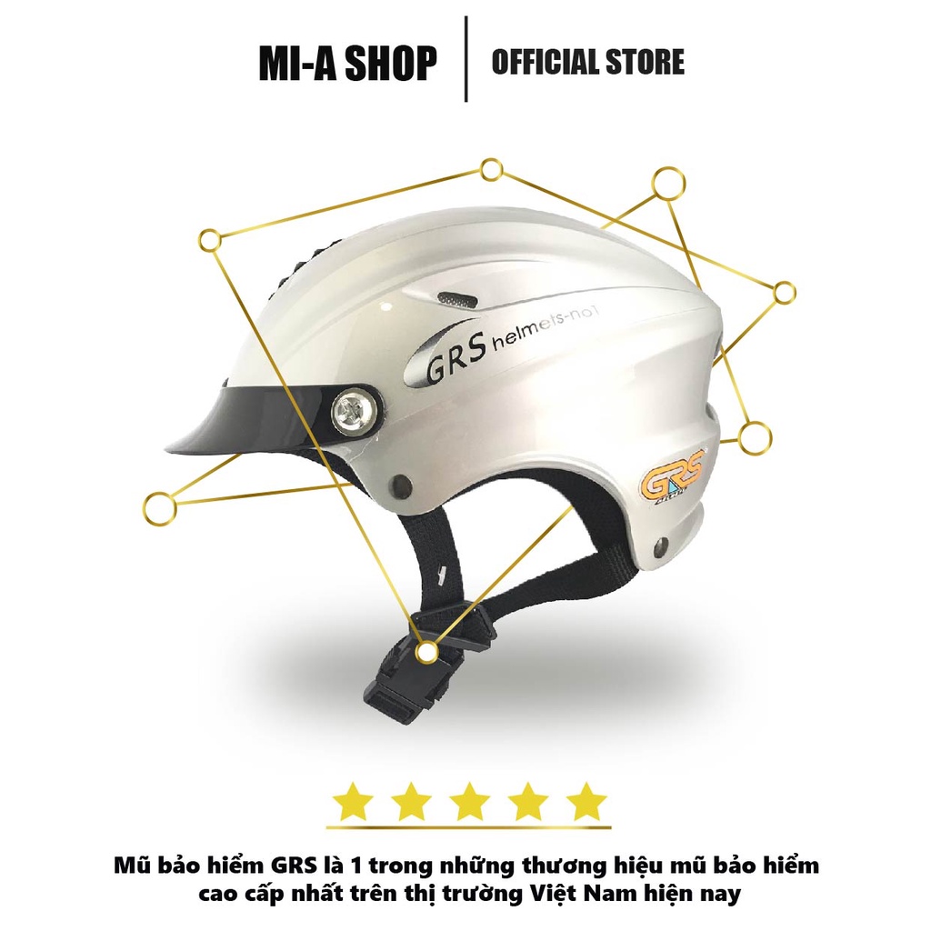 Nón bảo hiểm nửa đầu GRS A760 kèm lưỡi trai - Mũ bảo hiểm freesize, lỗ thông gió lớn, kiểu dáng đẹp