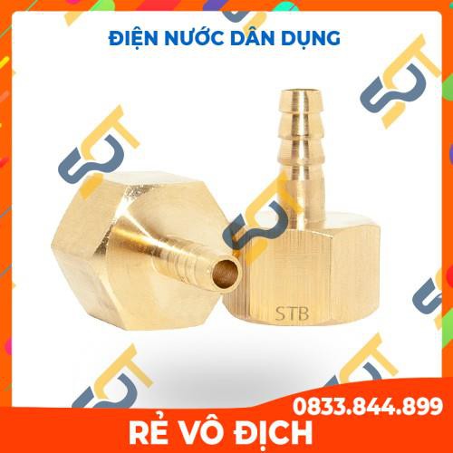 Ren trong 3/8 (17) đuôi chuột nối ống mềm - Đồng thau (Brass airline fitting female hose connector, béc búp RT)