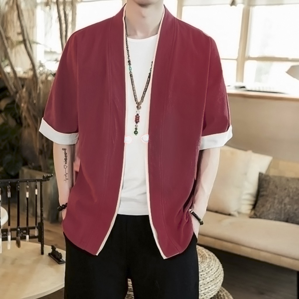 Áo khoác kimono nam cách tân tay lỡ | BigBuy360 - bigbuy360.vn