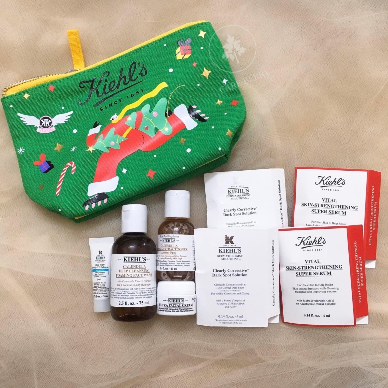 Túi mỹ phẩm Kiehl’s màu xanh (Ví Kiehls) Kiehl's Bag