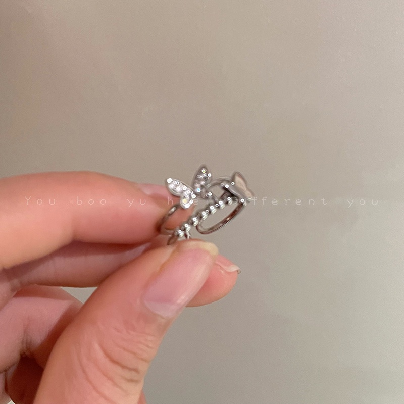 Bộ Nhẫn Đeo Ngón Tay Họa Tiết Bướm Thời Trang Sành Điệu Cho Nữ