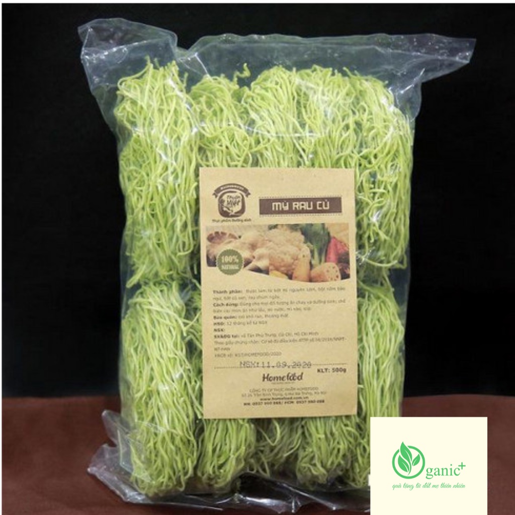 Mì rau củ thực dưỡng Homefood, mì ăn dặm cho bé, mì ăn chay, eatclean (500gram)