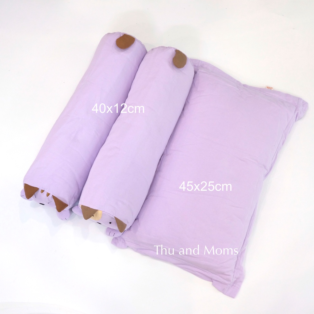 Bộ gối và vỏ gối cho bé sơ sinh Hikosen Cara Nhật Bản vải cotton tự nhiên mềm mát V-Z18-151 và vỏ V-BZ19-014