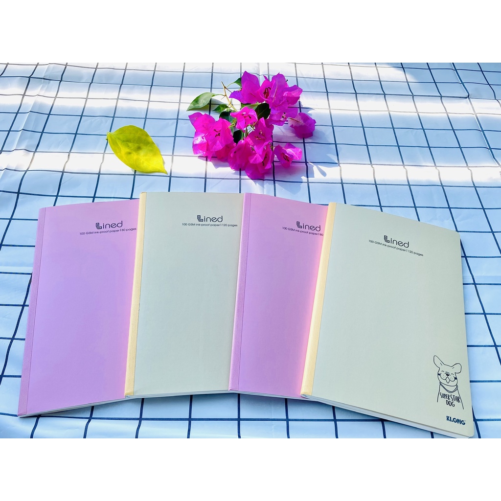 Vở kẻ ngang Lined B5 80tr, 120tr, 200tr Klong, vở may dán gáy, sổ lined bìa màu pastel siêu xinh - VPP Thiên Ái