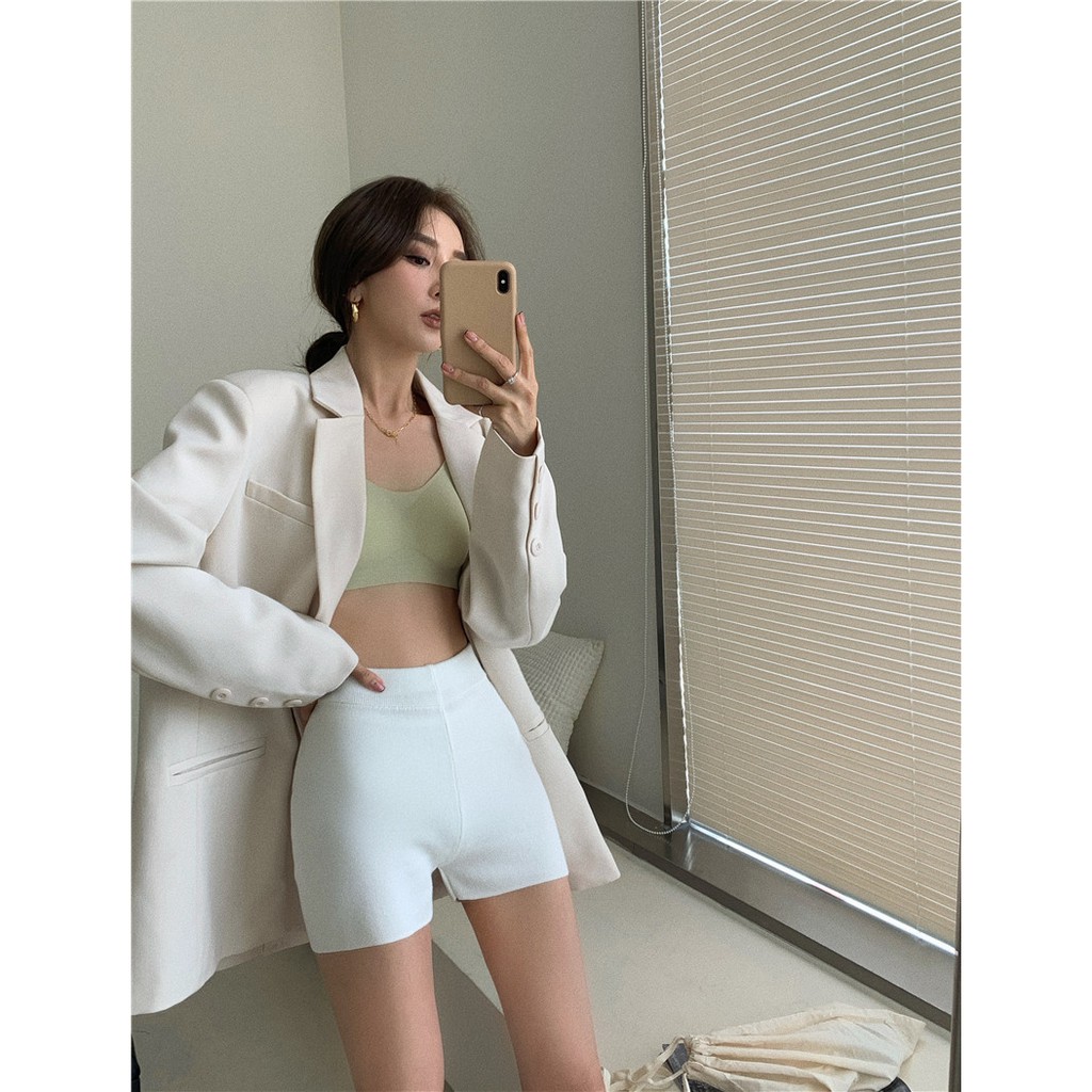 【Cocory vn】Quần Short Dệt Kim Lưng Cao Thiết Kế Đơn Giản Dễ Phối Đồ Cho Nữ | BigBuy360 - bigbuy360.vn