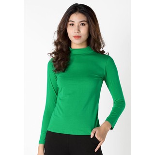 Áo giữ nhiệt Vicci cổ 3P màu xanh lá cây, thiết kế dài tay 100% cotton