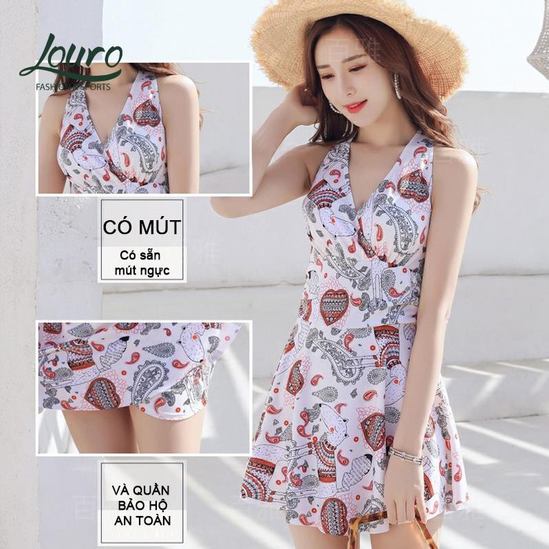 Áo bơi nữ 1 mảnh liền kín đáo Louro, kiểu bikini đi biển họa tiết hoa nhí, phong cách đồ bơi Hàn Quốc - SW07 New12 | BigBuy360 - bigbuy360.vn