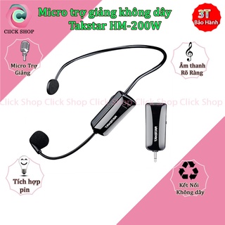 Mic không dây đa năng cài đầu takstar hm-200w, công nghệ không dây uhf, phù hợp cho các máy trợ giảng , loa hỗ trợ micro