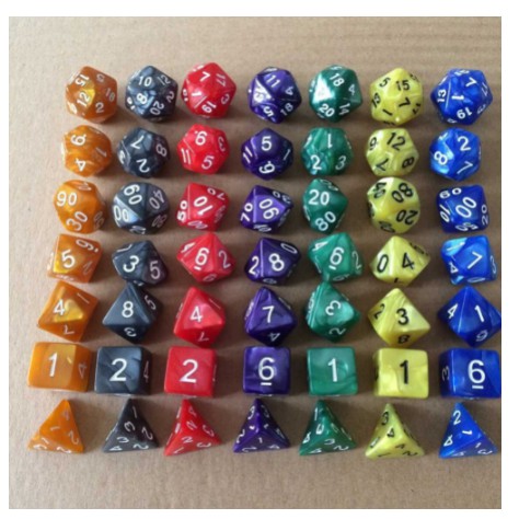 Set 7 viên xúc xắc đa diện nhiều kiểu cho chơi Board Game