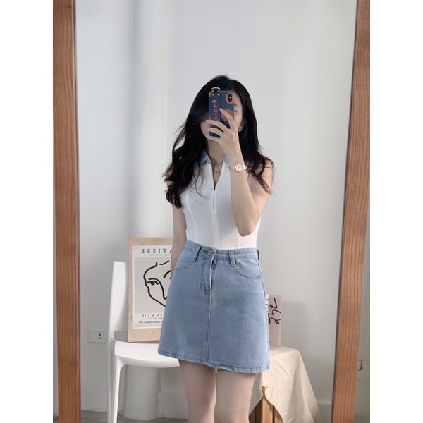 Áo croptop nữ ETTEE cổ bẻ vải thấm hút mồ hôi freesize A1858 | BigBuy360 - bigbuy360.vn