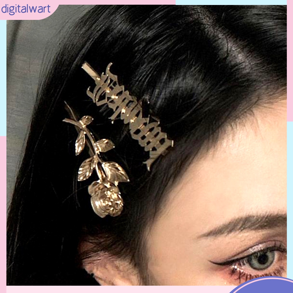 Set 2 Kẹp Tóc Hình Hoa Hồng Và Chữ Thời Trang Cho Nữ