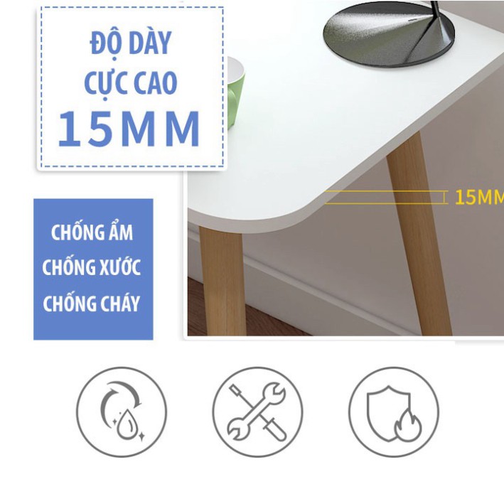 Bàn làm việc KT 100x50cm Chân Gỗ Tự Nhiên, Mặt Gỗ Phủ Melamine chống thấm nước, kiểu dáng hiện đại