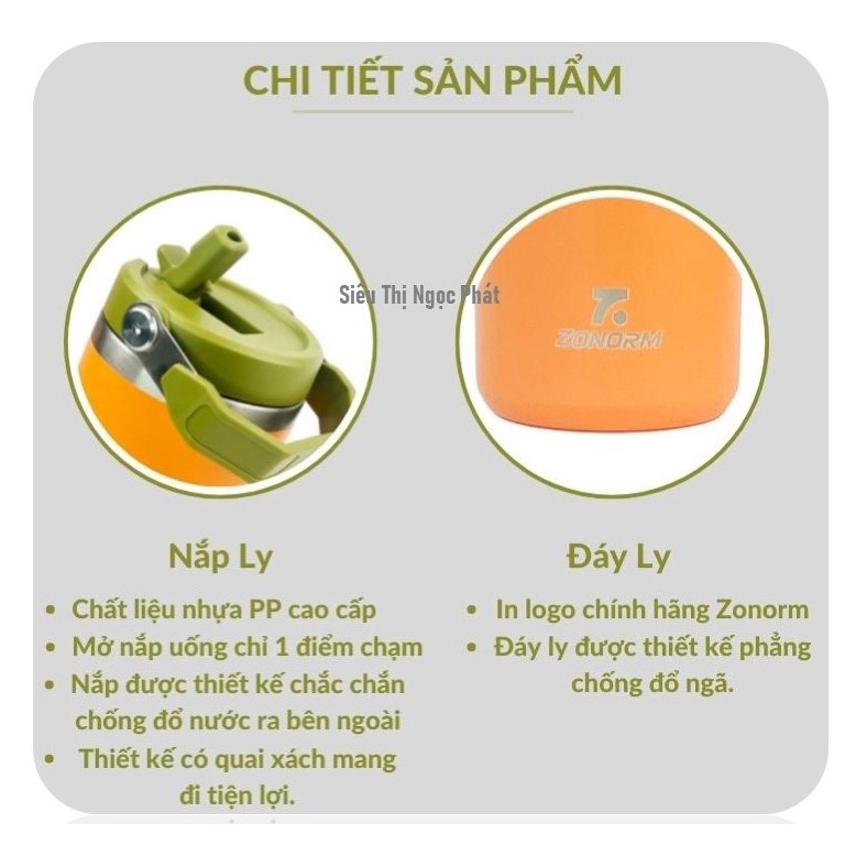 Ly Giữ Nhiệt 7.Zonorm 600ml có quai sành điệu