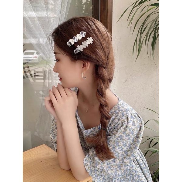 Kẹp tóc tim hoa cute