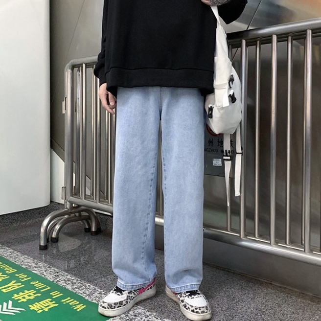 Quần jean nam dài ống rộng thời trang dành cho Hàn Quốc quần bò nam đẹp Simple baggy jean nam Fashion quần jean ống rộng unisex