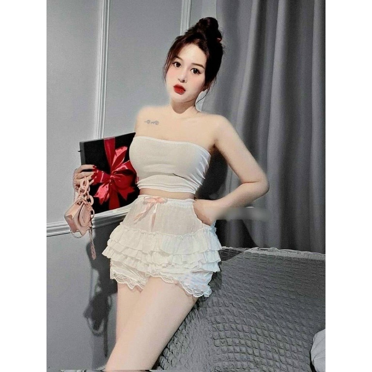 Hàng đẹp - Chân váy nữ ngắn vải tapta lưng chun kiểu dáng xếp 2 tầng  phong cách bánh bèo nữ tính đáng yêu PC