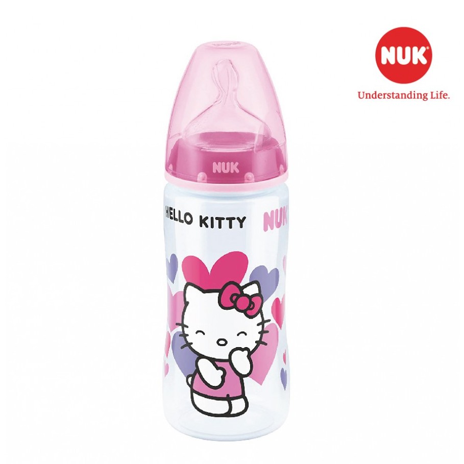 Bình sữa NUK Premium choice Hello Kitty nhựa PP núm ti 150ml ( S1-M) , 300ml (S1-M; S2-M)