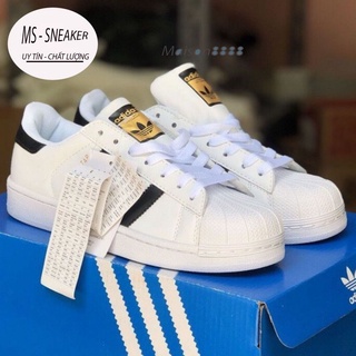 Giày superstar mũi sò màu trắng sọc đen, giày thể thao nam nữ adidas mũi sò vip da thật, ảnh thật, full size