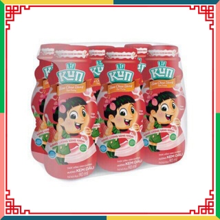 Sữa chua uống khử trùng kun hương cam/hương dâu lốc 6 hộp×90ml (NT)