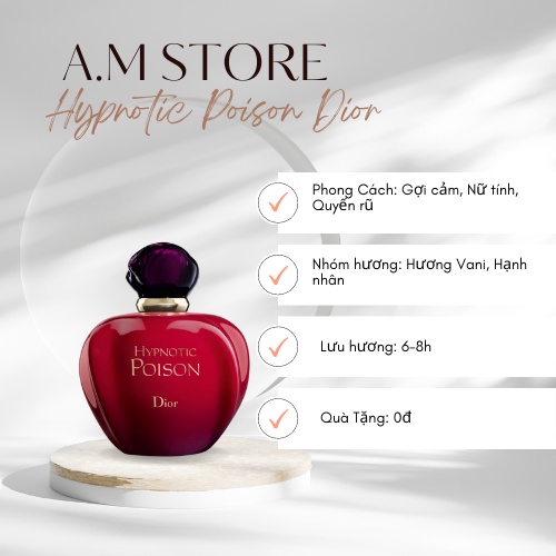 Nước Hoa Nữ Dior Hypnotic Poison Nồng Độ EDT Dung Tích 100ml Ấm Áp Tinh Tế Nhẹ Nhàng - A.M Store