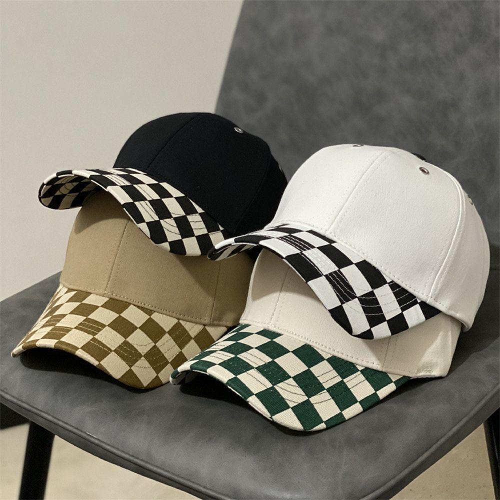 Cleoes Mũ Lưỡi Trai Họa Tiết Kẻ Ô Phối Màu Độc Đáo Phong Cách Hàn Quốc Thời Trang Đường Phố Cho Nữ