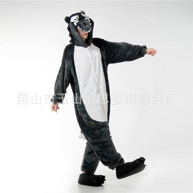 Bộ ngủ thú bông hình chó sói (có sẵn cho cả bé)