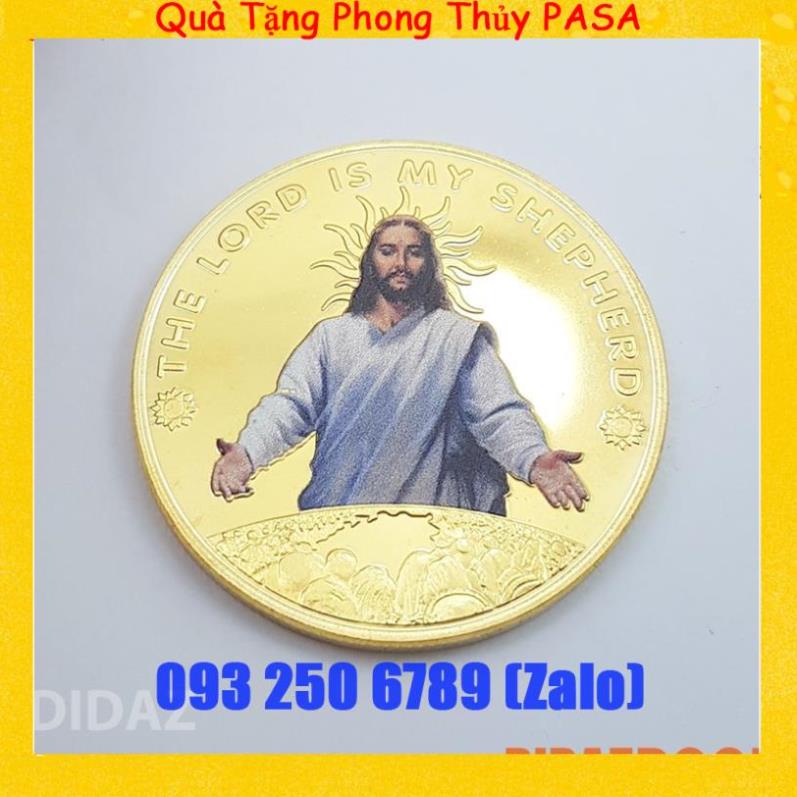 Đồng xu Chúa Jesus kỉ niệm, trưng bày, để ví, tặng người thân, cầu bình an