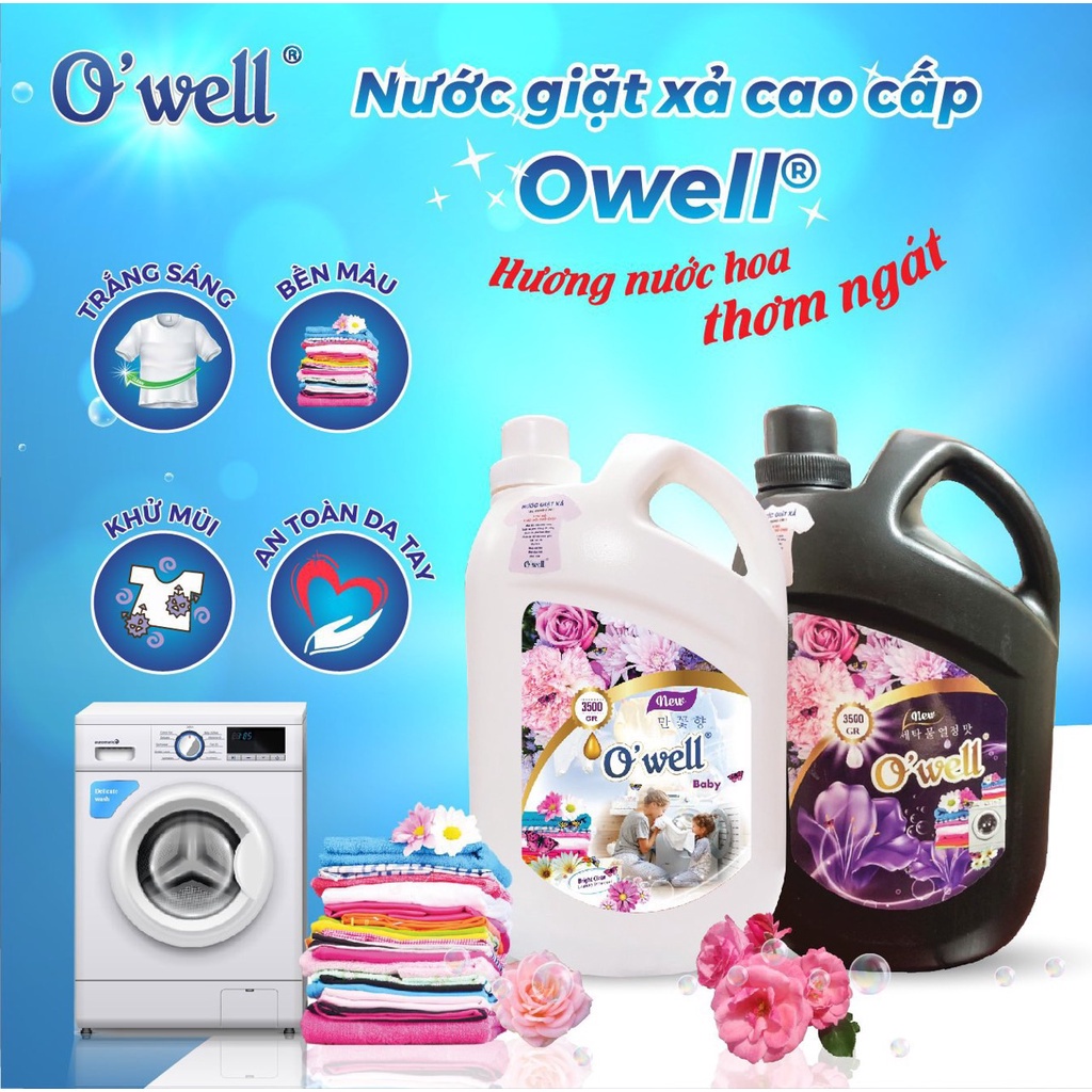 Combo Tiết Kiệm 2 Can Nước Giặt O'well Hương Đam Mê, Ngàn Hoa, Sắc Xuân, Gió Biển