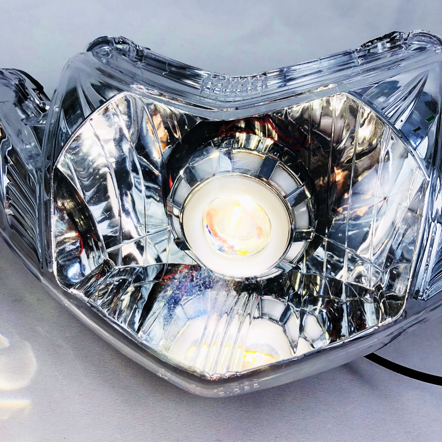 Đầu đèn pha bi cầu mắt cú xe sirius  chớp trắng , cos pha trắng , led màu Greennetworks