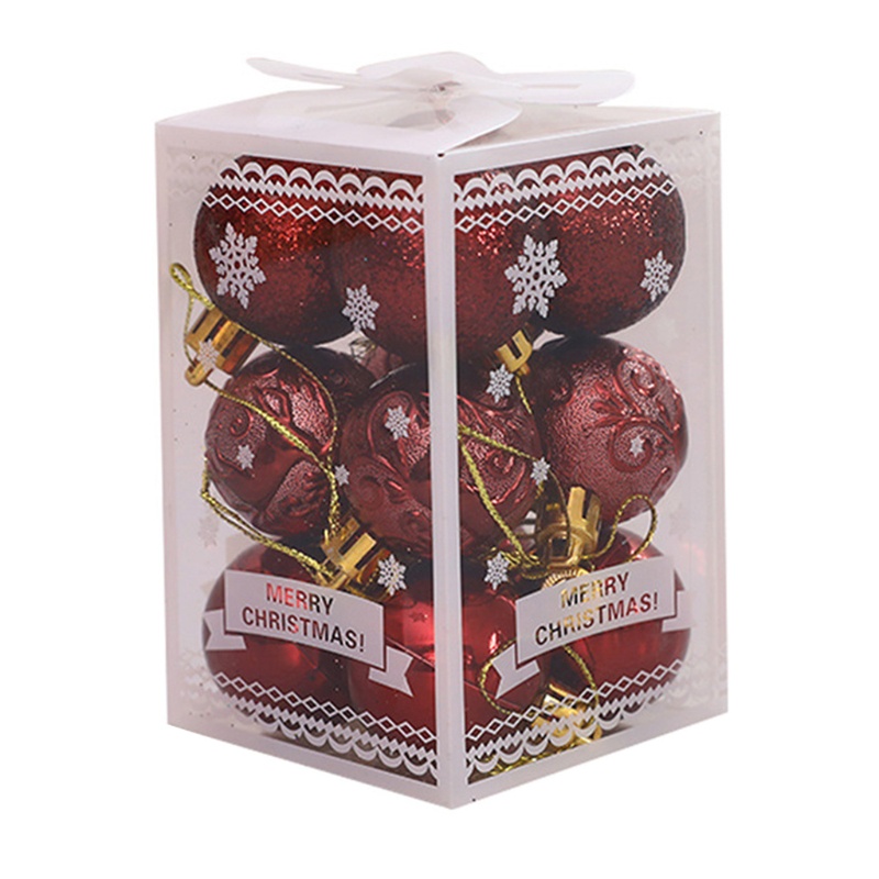 Set 12 quả châu lấp lánh trang trí cây thông noel