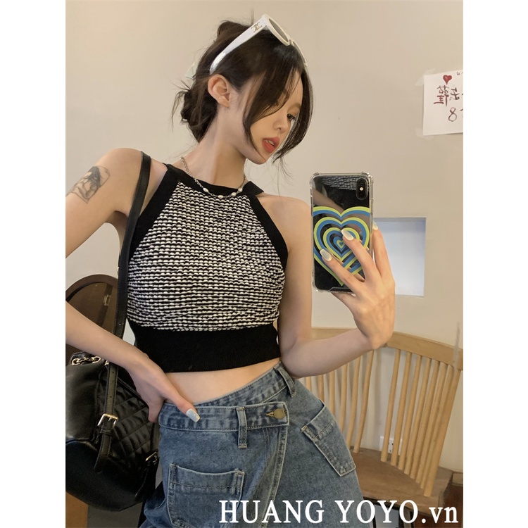 Áo Dệt Kim Hai Dây Phong Cách Hàn Quốc Thời Trang Mùa Hè Cho Nữ