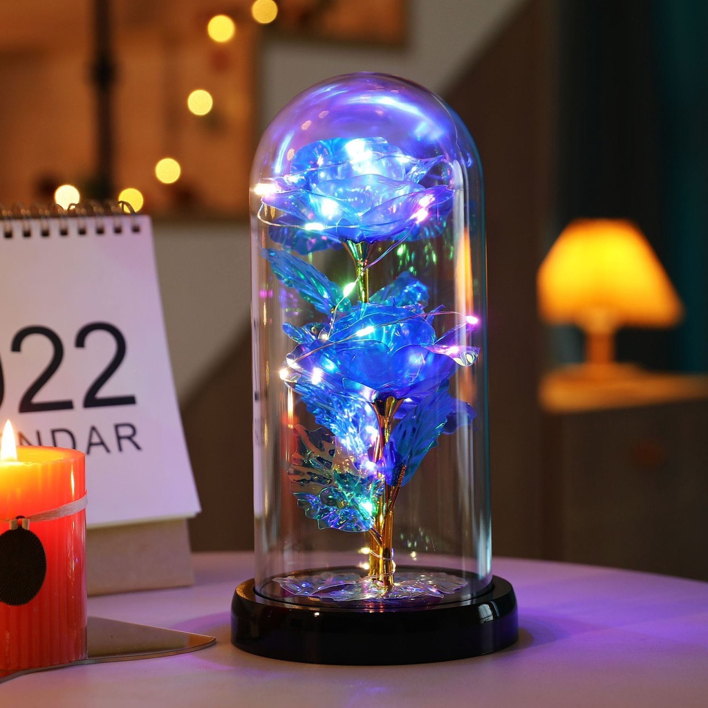 Đèn LED hoa hồng trong lồng kính trang trí cực đỉnh - Qùa tặng người yêu ý nghĩa nè