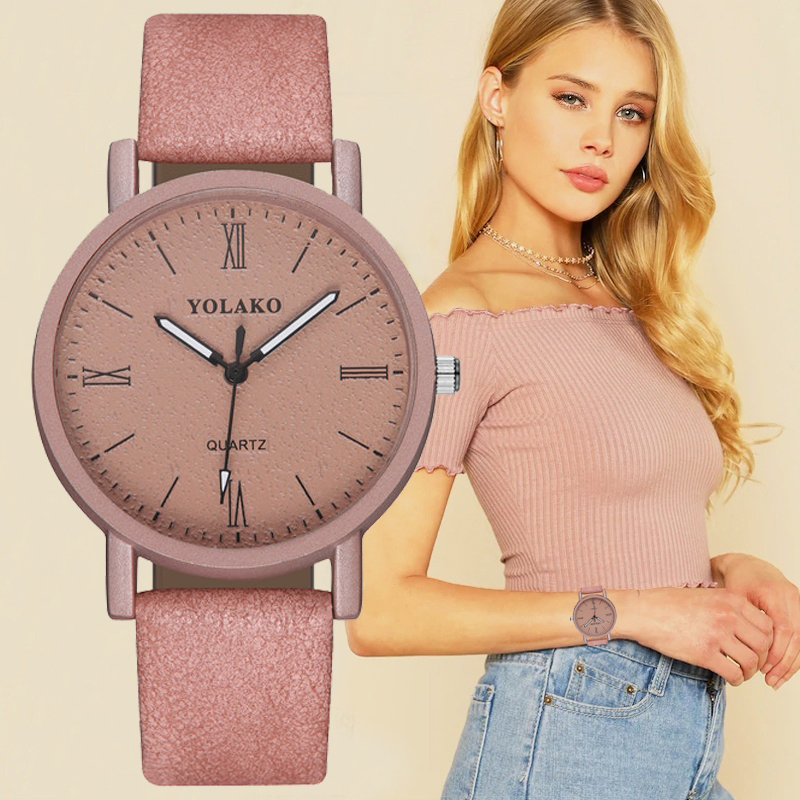 ZOLFA Elegant Pink Women Leather Watches Simple Black Ladies Quartz Wrist Watch Dress Clocks Womens Casual Analog Watches Đồng hồ nữ