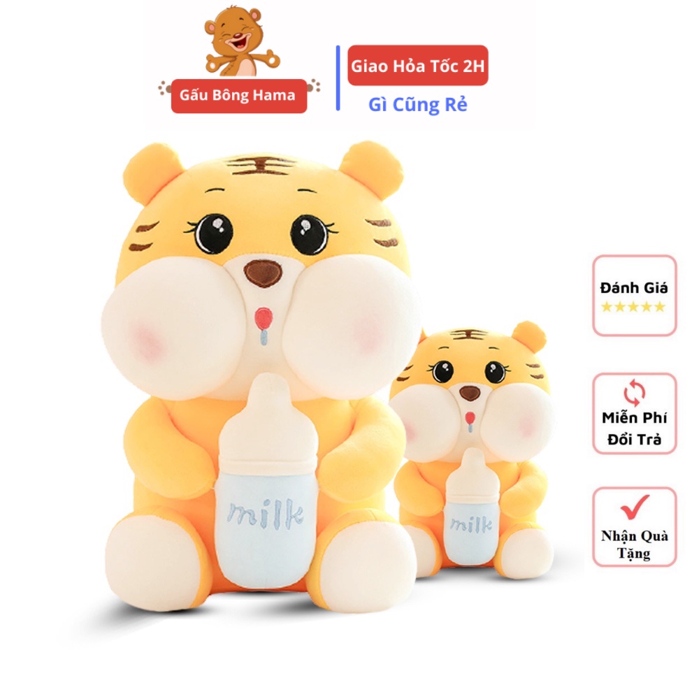 Gấu Bông Hổ Ôm Bình Sữa Cho bé kích thước 70cm Cao Cấp Gấu Bông Hama