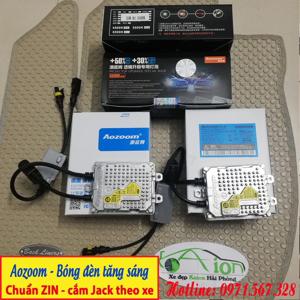 Bộ Xenon Aozoom H4 - Bóng Đèn Tăng Sáng Gồm 2 Ballast Và 2 Bóng H4 5.500k - Công Nghệ Đức - Chính Hãng