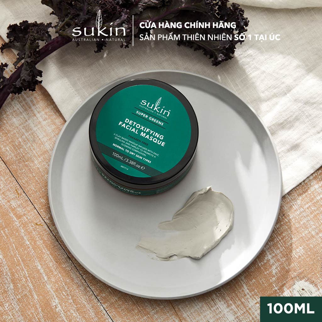 Mặt Nạ Đất Sét Thải Độc Và Làm Sáng Da Sukin Super Greens Detoxifying Facial Masque 100ml