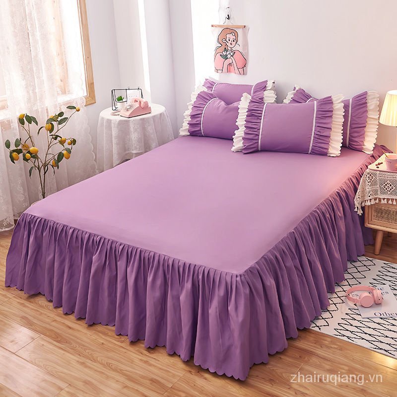 Spot Váy Phủ Quanh Cạnh Giường Màu Trơn Chống Trượt Phong Cách Hàn Quốc Mới R0T9 | BigBuy360 - bigbuy360.vn