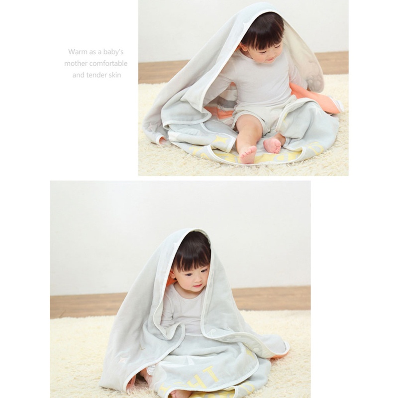 Chăn Cotton 6 Lớp Dày Dặn Mềm Mại In Họa Tiết Hoạt Hình Dành Cho Bé Sơ Sinh