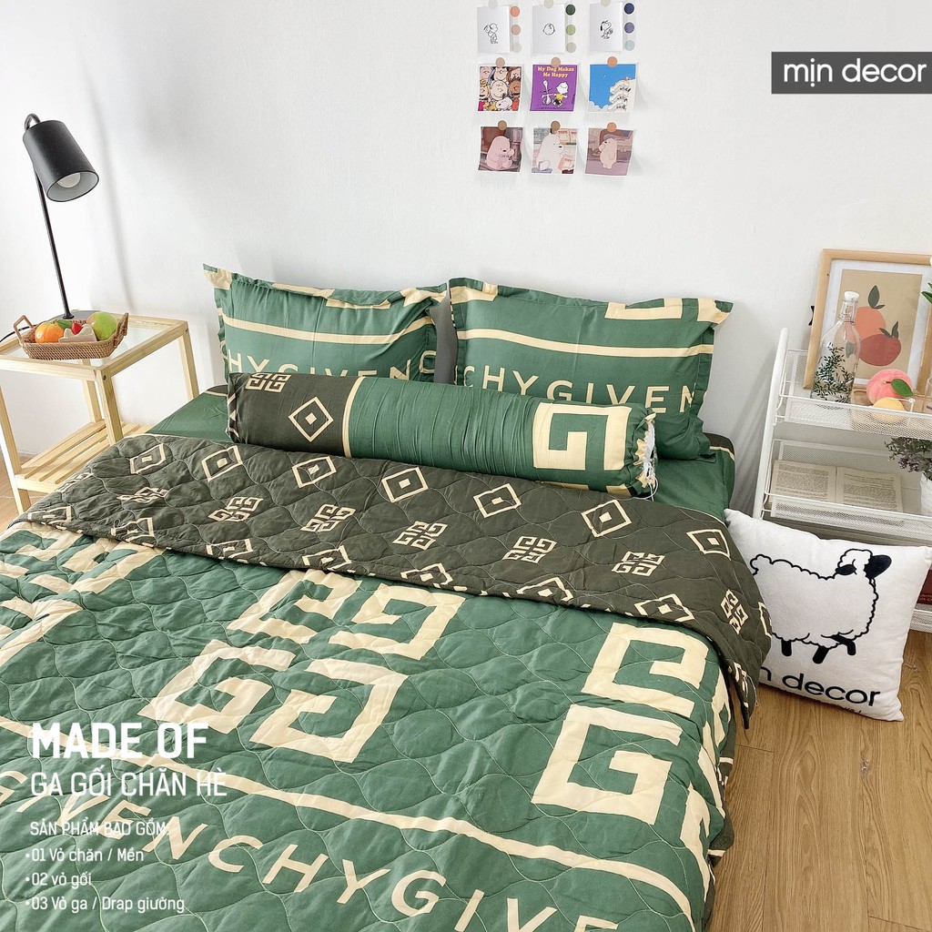 [2021] Bộ chăn ga gối Cotton 3D Mịn Decor - Bộ ga giường chăn trần bông mùa hè mềm mịn MIỄN PHÍ bo chun