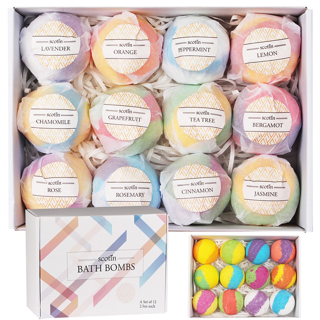 12x Mixed Color Scented Bubble Bath Salt Essential Oils Bath Bomb Balls Set