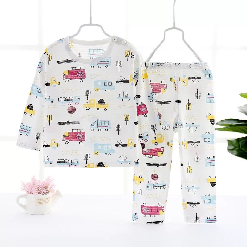 Đồ bộ bé trai bé gái KiXi bộ thu đông vải cotton sợi tre nhiều mẫu đẹp bộ dài tay cho bé trai bé gái CMQAD02